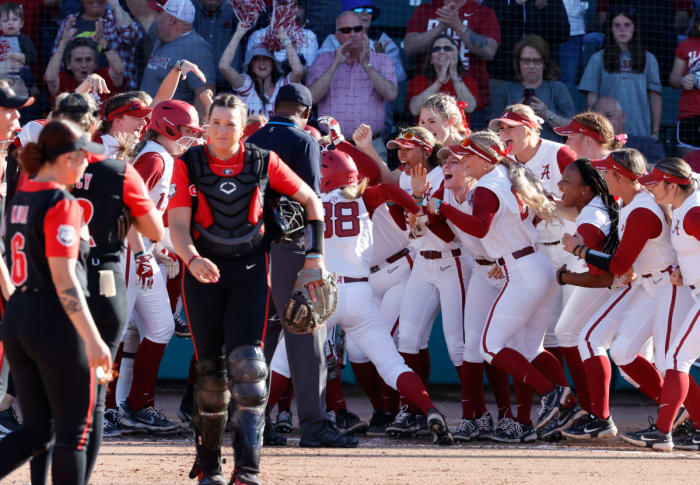 Jenna Johnson HR celebration against Georgia
